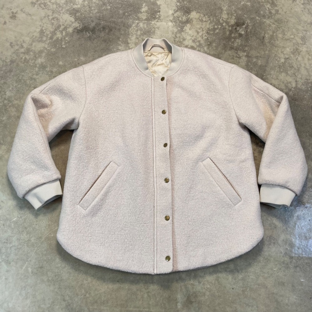 OTHER STORIES Jacket Womens Size 12 Beige Insulated Wool Bomber Coat